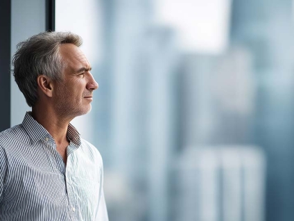 Dirigeant de PME en posture de réflexion illustrant la solitude du dirigeant et le besoin d'accompagnement coaching